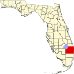 Map of Florida highlighting Palm Beach County